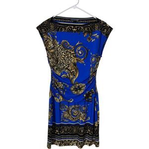Saint Tropez West Dress Womens 8 Multicolor Sleeveless Ruched Waist Polyester